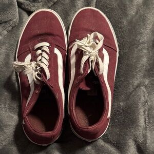 Vans women’s Deep Red and White Sneakers